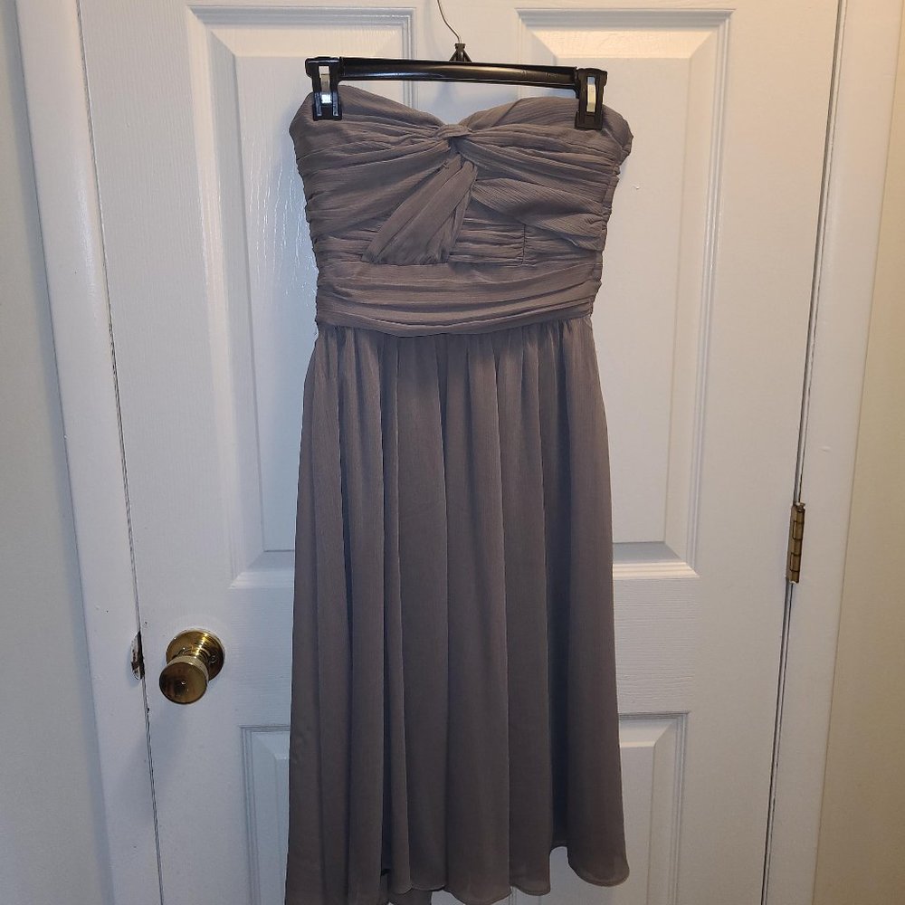 H&M Grey Bridal Crinkle Chiffon Strapless Dress Sz 4 Wedding Prom Party